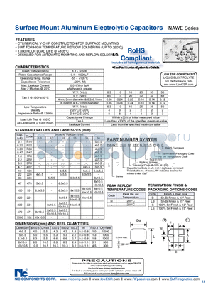 NAWE100M50V6.3X5.5NBF datasheet - Surface Mount Aluminum Electrolytic Capacitors