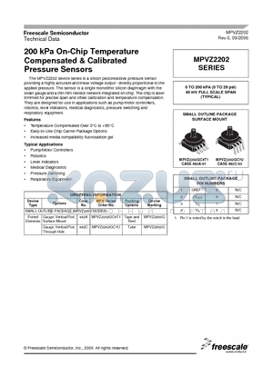 MPVZ2202 datasheet - 200 kPa On-Chip Temperature Compensated & Calibrated Pressure Sensors