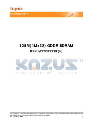 HY5DW283222BF-5 datasheet - 128M(4Mx32) GDDR SDRAM