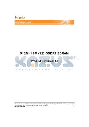 HY5FS123235AFCP-08 datasheet - 512M (16Mx32) GDDR4 SDRAM