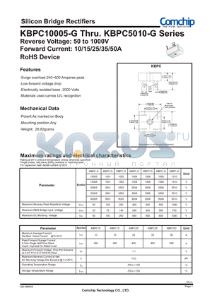 KBPC1502-G datasheet - Silicon Bridge Rectifiers