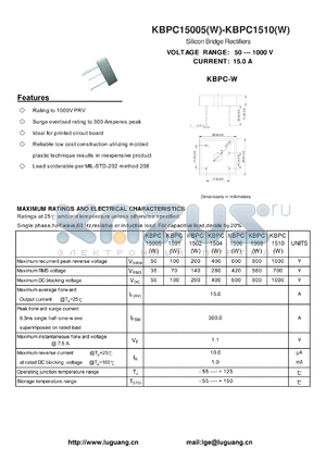 KBPC1504 datasheet - Silicon Bridge Rectifiers