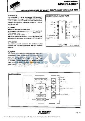 M5G1400P datasheet - 1400 BIT ELECTRICALLY ALTERABLE ROM