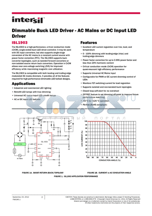 ISL1903EVAL2Z datasheet - Dimmable Buck LED Driver - AC Mains or DC Input LED Driver