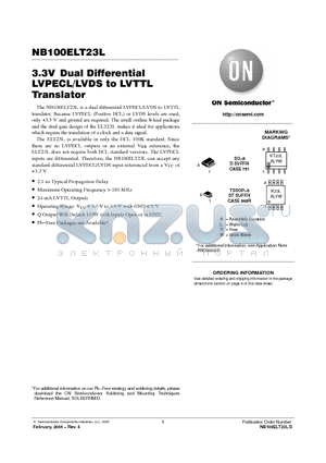 NB100ELT23L datasheet - 3.3V Dual Differential LVPECL/LVDS to LVTTL Translator