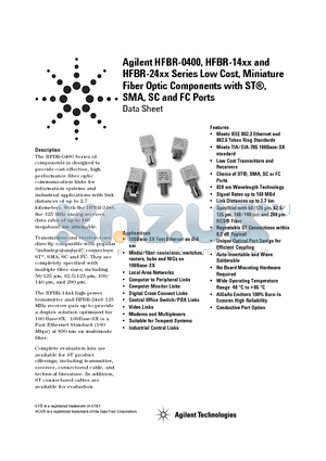 HFBR-0400 datasheet - Components is Designed to Provide cost effective, High performance fiber optic communication links