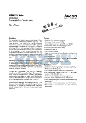 HFBR-0501 datasheet - Versatile Link The Versatile Fiber Optic Connection