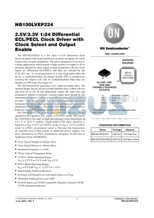 NB100LVEP224FA datasheet - 2.5V/3.3V 1:24 Differential ECL/PECL Clock Driver with Clock Select and Output Enable