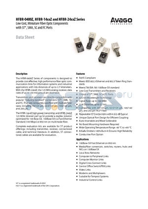 HFBR-1414MZ datasheet - RoHS Compliant