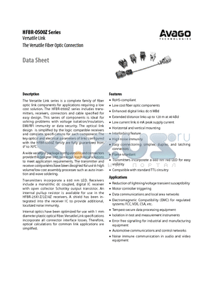 HFBR-1521Z datasheet - Versatile Link The Versatile Fiber Optic Connection