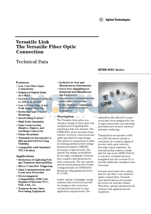 HFBR-1523 datasheet - Versatile Link The Versatile Fiber Optic Connection