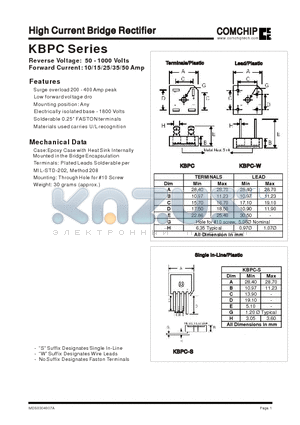 KBPC25005-2510 datasheet - High Current Bridge Rectifier