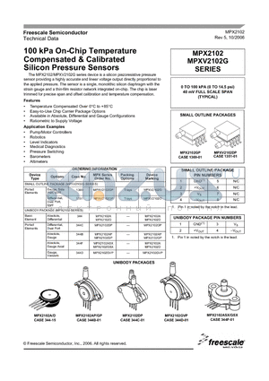 MPX2102GP datasheet - 100 kPa On-Chip Temperature Compensated AND Calibrated Silicon Pressure Sensors