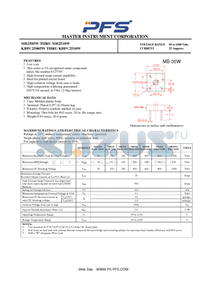 KBPC25005 datasheet - High forward surge current capability