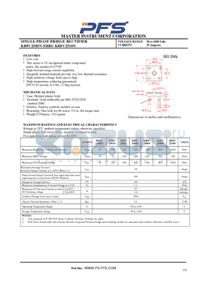 KBPC25005N datasheet - SINGLE-PHASE BRIDGE RECTIFIER