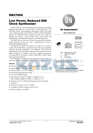 NB2769ASNR2G datasheet - Low Power, Reduced EMI Clock Synthesizer