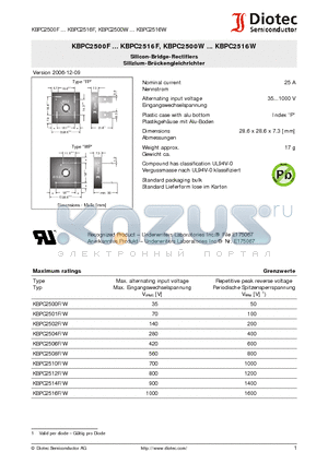 KBPC2500F datasheet - Silicon-Bridge-Rectifiers