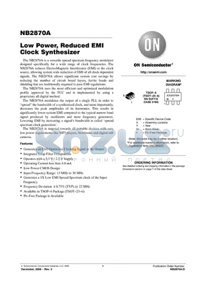 NB2870A datasheet - Low Power, Reduced EMI Clock Synthesizer