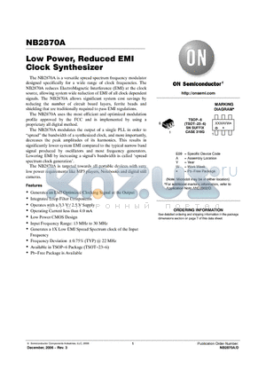 NB2870ASNR2 datasheet - Low Power, Reduced EMI Clock Synthesizer