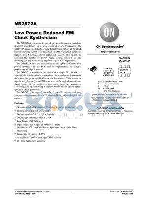 NB2872A datasheet - Low Power, Reduced EMI Clock Synthesizer