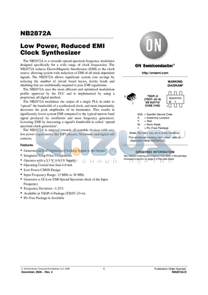 NB2872ASNR2 datasheet - Low Power, Reduced EMI Clock Synthesizer