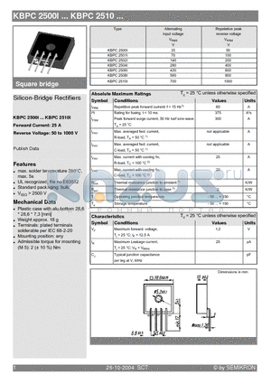 KBPC2500I datasheet - Silicon-Bridge Rectifiers