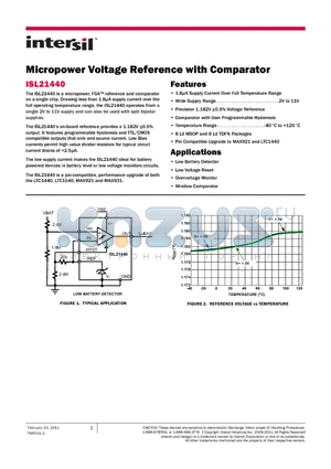 ISL21440IRTZ datasheet - Micropower Voltage Reference with Comparator