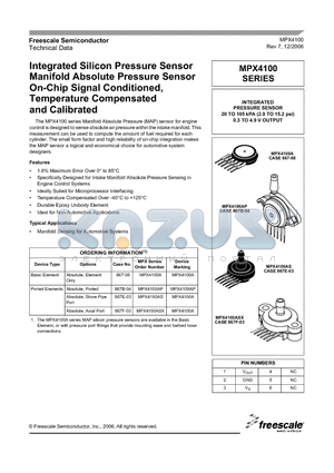 MPX4100 datasheet - INTEGRATED PRESSURE SENSOR