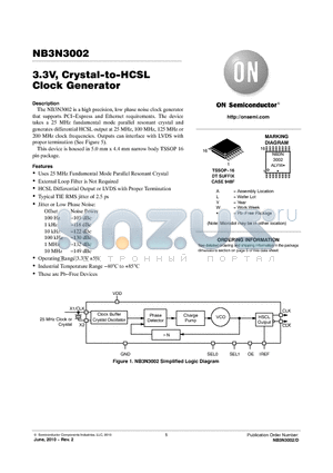 NB3N3002DTR2G datasheet - 3.3V, Crystal-to-HCSL Clock Generator