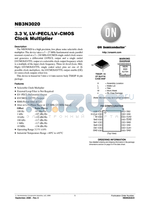 NB3N3020DTR2G datasheet - 3.3 V, LV-PECL/LV-CMOS Clock Multiplier