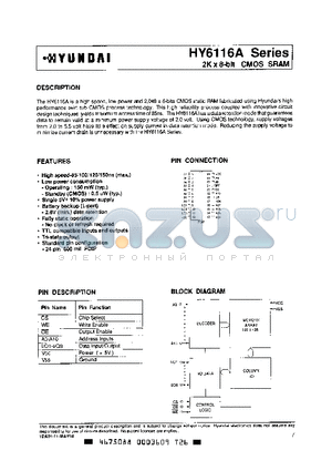 HY6116A datasheet - 2K X 8-bit CMOS SRAM