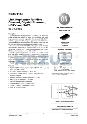 NB4N1158DTR2G datasheet - Link Replicator for Fibre Channel, Gigabit Ethernet, HDTV and SATA