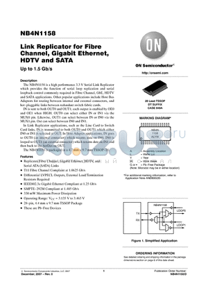 NB4N1158DTG datasheet - Link Replicator for Fibre Channel, Gigabit Ethernet, HDTV and SATA