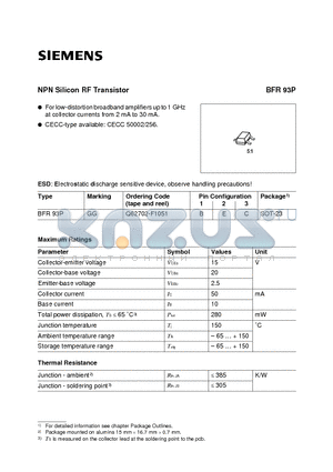 Q62702-F1051 datasheet - NPN Silicon RF Transistor (For low-distortion broadband amplifiers up to 1 GHz at collector currents from 2 mA to 30 mA.)