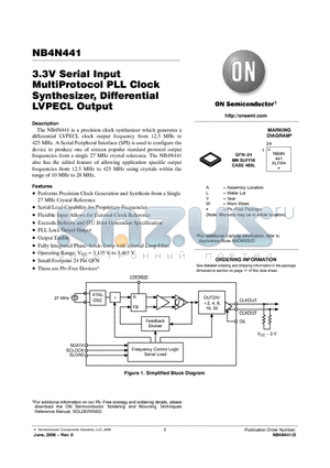 NB4N441 datasheet - 3.3V Serial Input MultiProtocol PLL Clock Synthesizer, Differential LVPECL Output