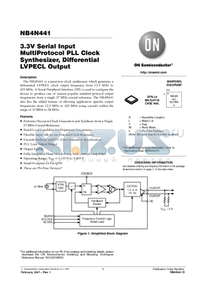 NB4N441_07 datasheet - 3.3V Serial Input MultiProtocol PLL Clock Synthesizer, Differential LVPECL Output