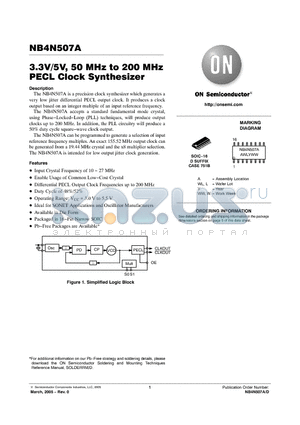 NB4N507A datasheet - 3.3V/5V, 50 MHz to 200 MHz PECL Clock Synthesizer