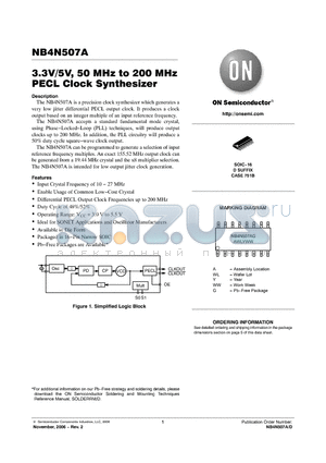 NB4N507A datasheet - 3.3V/5V, 50 MHz to 200 MHz PECL Clock Synthesizer