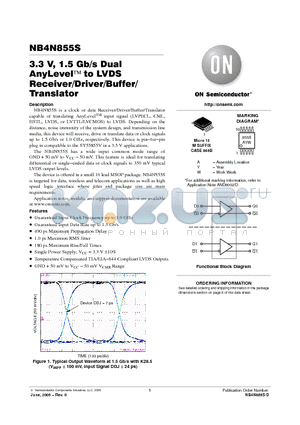 NB4N855SMR4 datasheet - 3.3 V, 1.5 Gb/s Dual AnyLevelTM to LVDS Receiver/Driver/Buffer/ Translator
