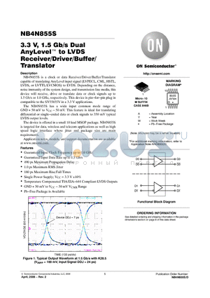 NB4N855S datasheet - 3.3 V, 1.5 Gb/s Dual AnyLevel TM to LVDS Receiver/Driver/Buffer/ Translator