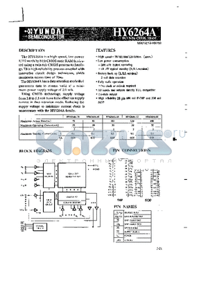 HY6264A datasheet - 8KX8-Bit CMOS SRAM