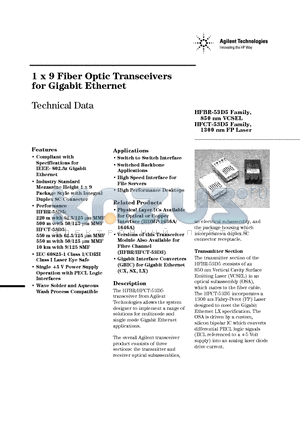 HFBR-53D5FM datasheet - 1 x 9 Fiber Optic Transceivers for Gigabit Ethernet