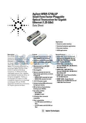 HFBR-5710LP datasheet - Small Form Factor Pluggable Optical Transceiver for Gigabit