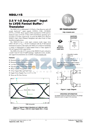 NB6L11S datasheet - 2.5 V 1:2 AnyLevel TM Input to LVDS Fanout Buffer / Translator