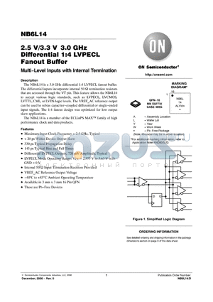 NB6L14MNG datasheet - 2.5 V/3.3 V 3.0 GHz Differential 1:4 LVPECL Fanout Buffer