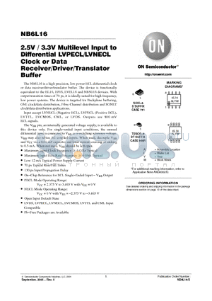 NB6L16DR2 datasheet - 2.5V / 3.3V Multilevel Input to Differential LVPECL/LVNECL Clock or Data Receiver/Driver/Translator Buffer