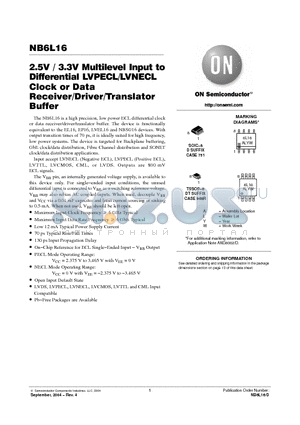 NB6L16DTR2 datasheet - 2.5V / 3.3V Multilevel Input to Differential LVPECL/LVNECL Clock or Data Receiver/Driver/Translator Buffer
