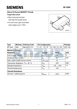 Q62702-F1771 datasheet - Silicon N Channel MOSFET Tetrode