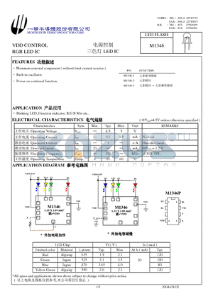M1346 datasheet - VDD CONTROL RGB LED IC