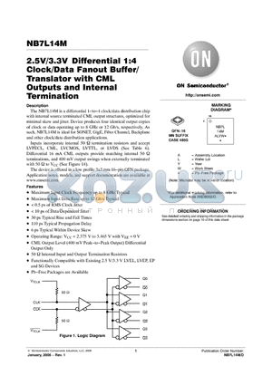 NB7L14MMN datasheet - 2.5V/3.3VDifferential 1:4 Clock/Data Fanout Buffer/Translator with CML Outputs and Internal Termination